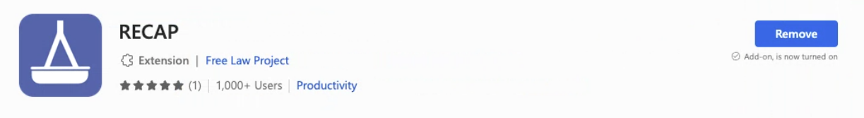 Screenshot of RECAP extension installed