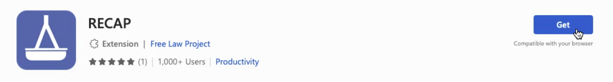 Screenshot of RECAP installation page